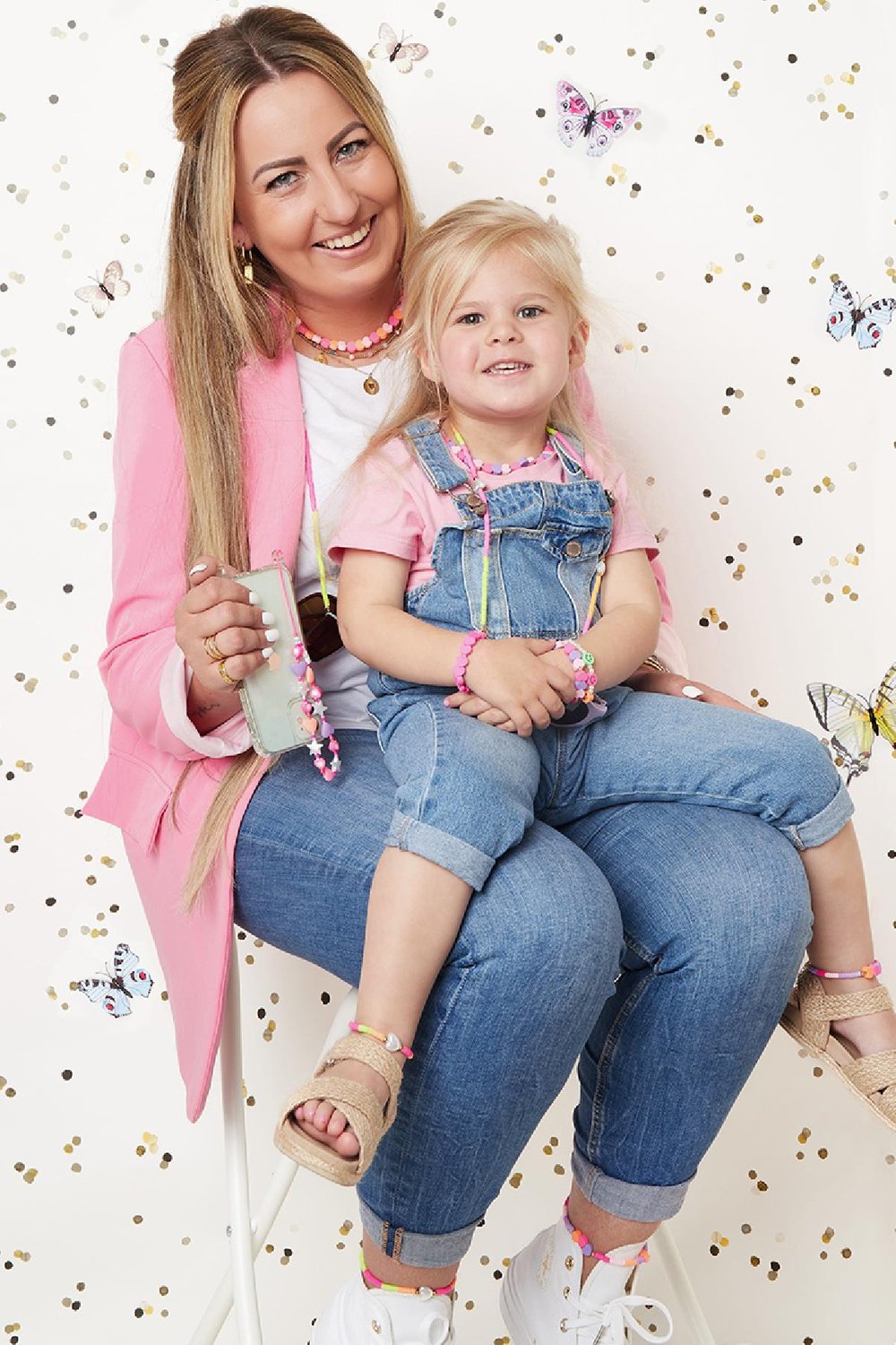 Kids - summer hearts bracelet - Mother-Daughter collection Green polymer clay h5Picture3